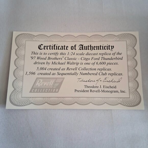 1997 Michael Waltrip Citgo 21 Wood Brothers Classic Citgo Ford Thunderbird 1:24 - Picture 10 of 10